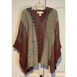Vintage Havana Brand Hooded Poncho Sweater Shawl Womens Size Medium